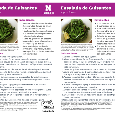 Handout - Snap Peas - Spanish - Snap Pea Salad Recipes