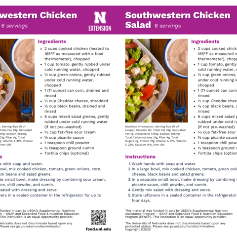 Handout - Leafy Salad Greens - Southwestern Chicken Salad Recipes