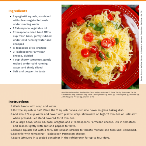 Handout - Winter Squash - Spaghetti Squash with Tomatoes and Basil Recipe