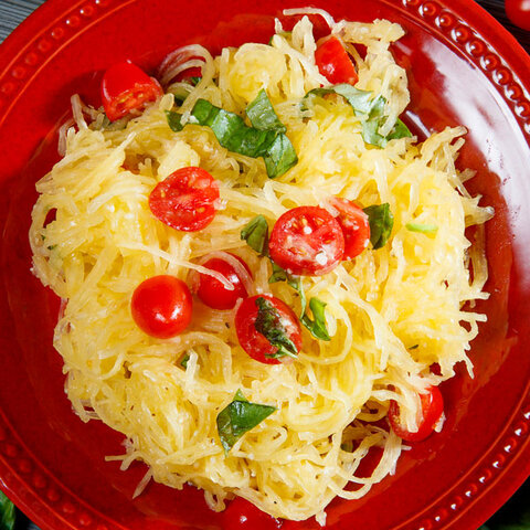 Spaghetti Squash with Tomatoes, Basil, and Parmesan