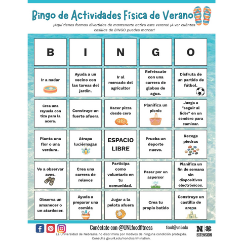 Activity - Spanish Summer Physical Activity Bingo
