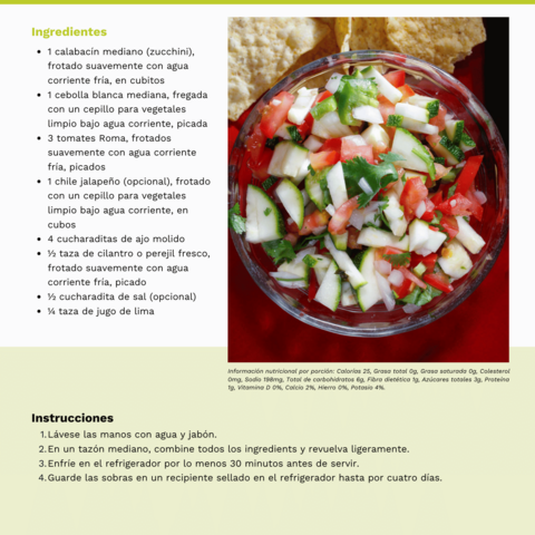 Handout - Summer Squash - Spanish - Summer Vegetable Salsa Recipe