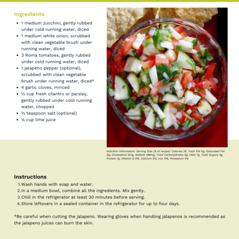 Handout - Summer Squash - Summer Vegetable Salsa Recipe