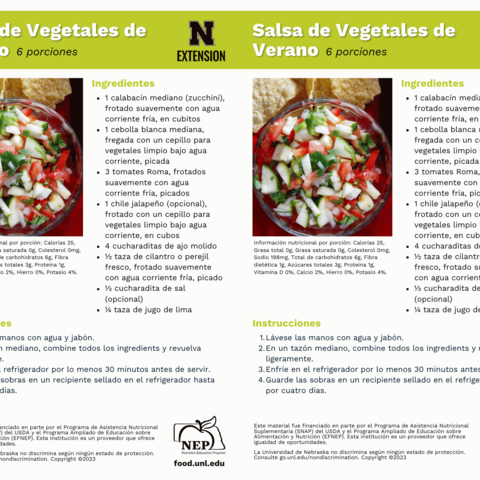 Handout - Summer Squash - Spanish - Summer Vegetable Salsa Recipes