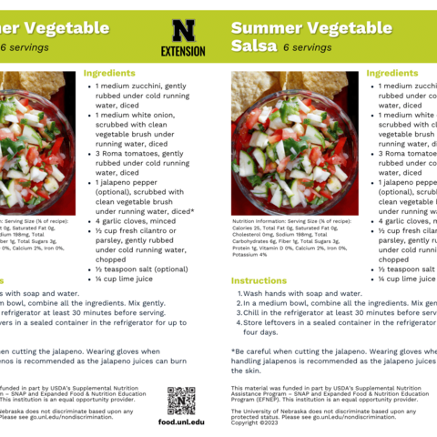 Handout - Summer Squash - Summer Vegetable Salsa Recipes