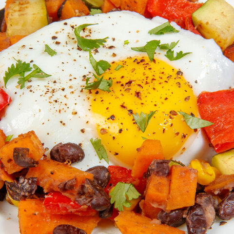 Sweet Potatoes and Black Bean Hash