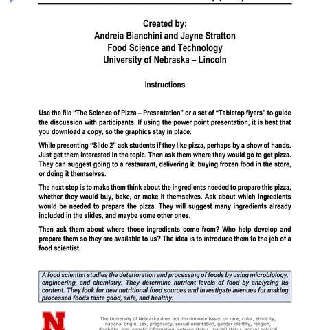 Lesson Plan - The Science of Pizza Instructions