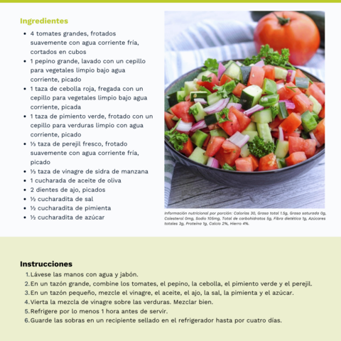 Handout - Tomatoes - Spanish - Tomato and Cucumber Salad Recipe