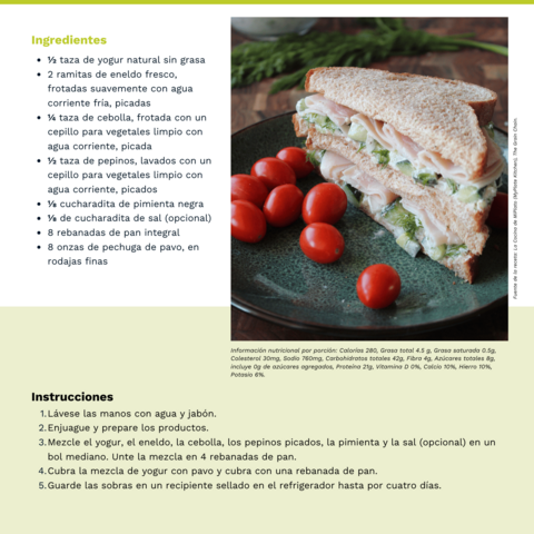 Handout - Cucumber - Spanish - Turkey and Cucumber Sandwich Recipe