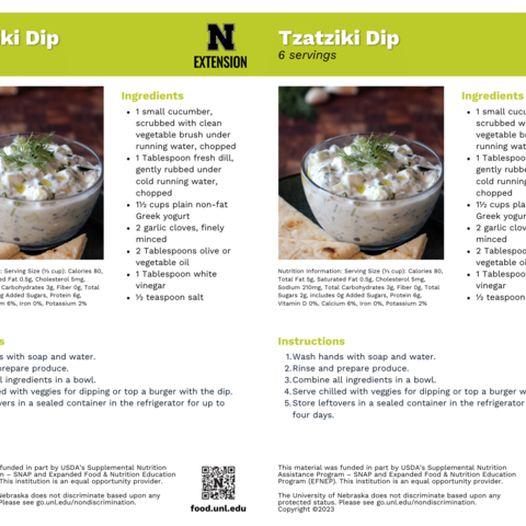 Handout - Cucumber - Tzatziki Dip Recipes