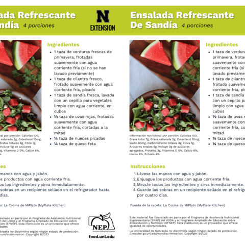 Handout - Melons - Spanish - Refreshing Watermelon Salad Recipes
