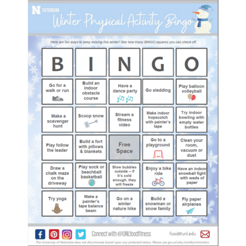 Winter Physical Activity Bingo