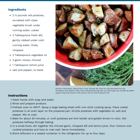 Handout - Potatoes - Zesty Herb Potatoes Recipe