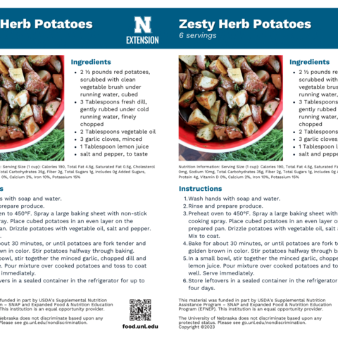 Handout - Potatoes - Zesty Herb Potatoes Recipes