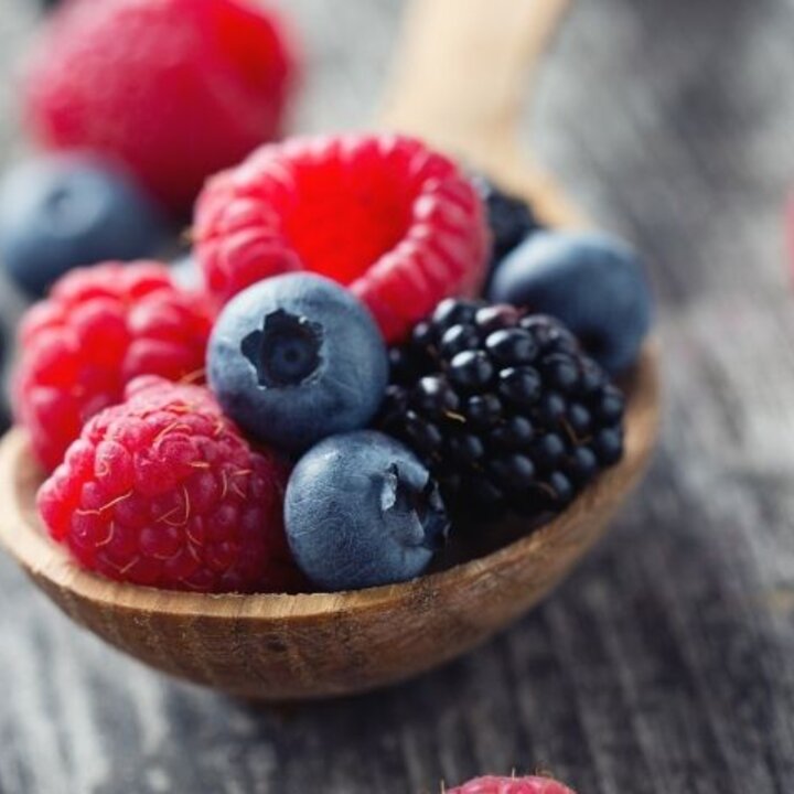 berries on a spoon