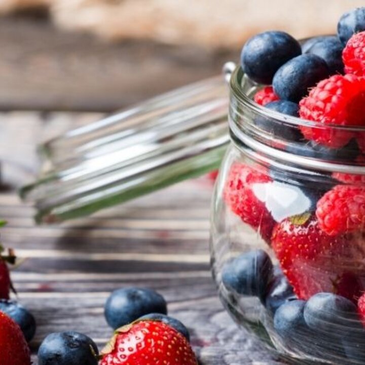 fresh berries in a jar