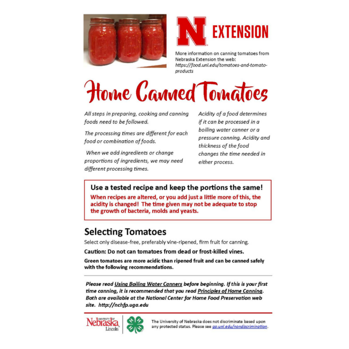 home canning tomatoes brochure