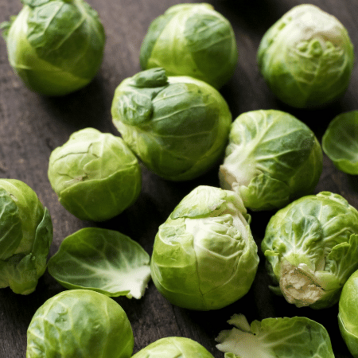 Brussels sprouts on wood table