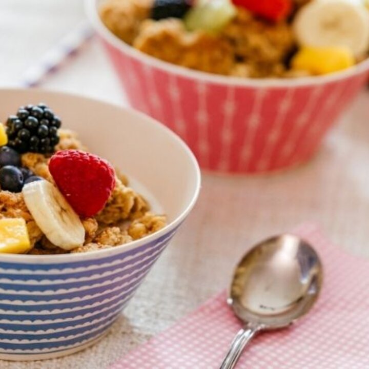 cereal and fruit in a bowl