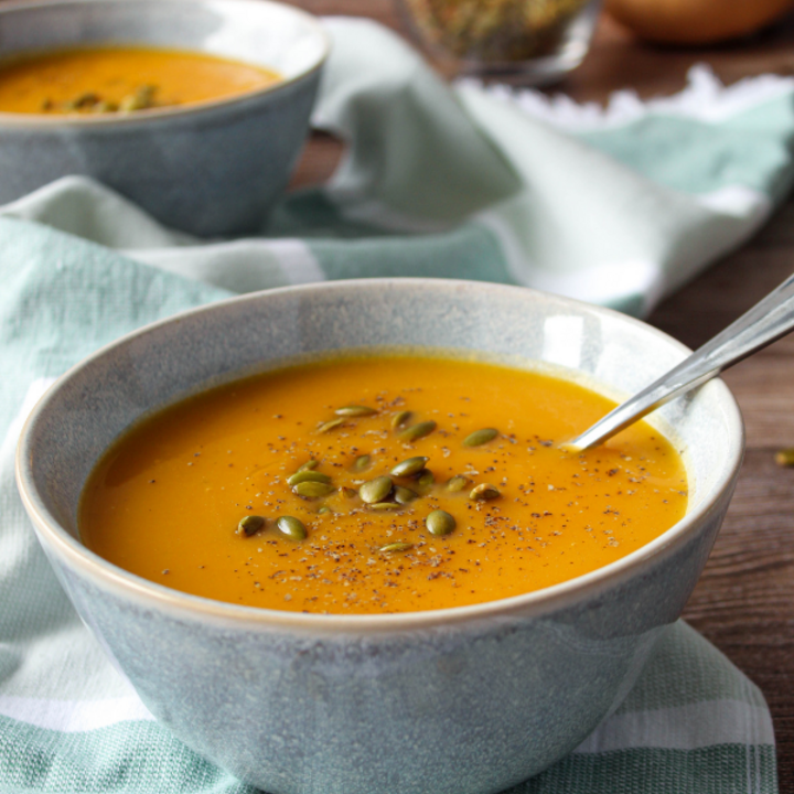 Creamy Butternut Squash Soup, in two bowls