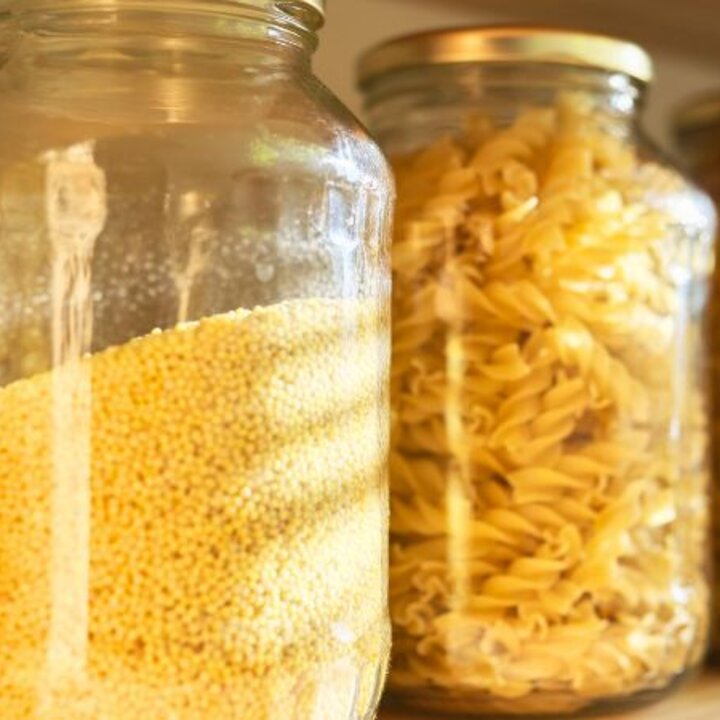 jars of food in a pantry