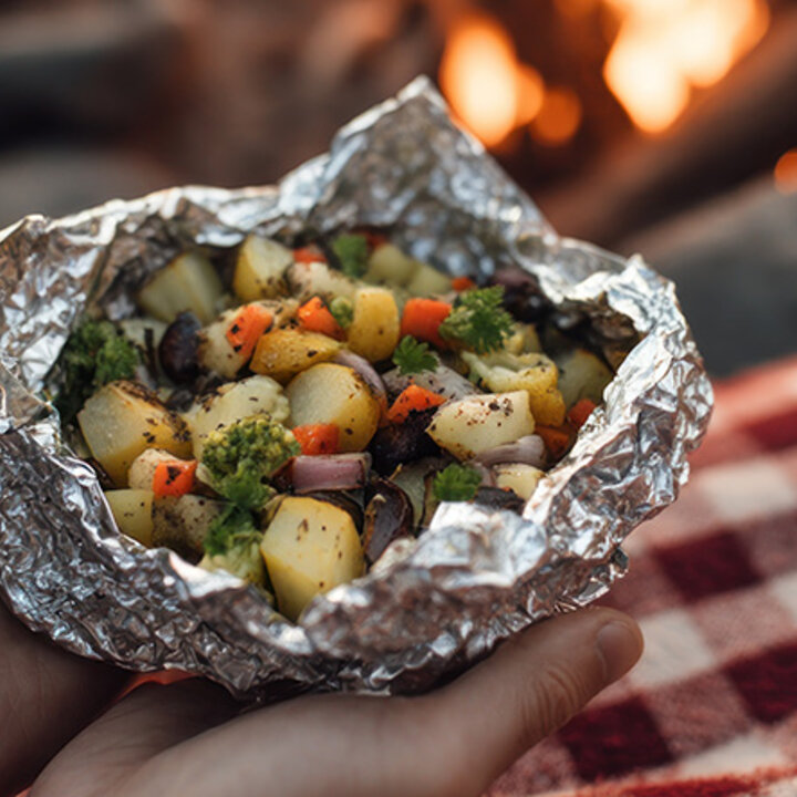 packet of vegetables on the grill