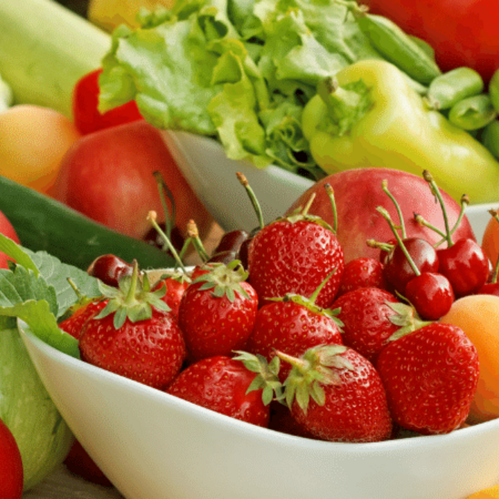 variety of fresh fruits and vegetables on a table