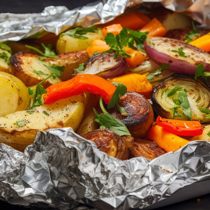 grilled vegetables in foil