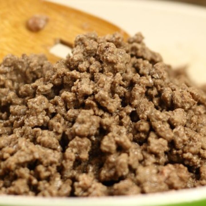 ground beef in a skillet