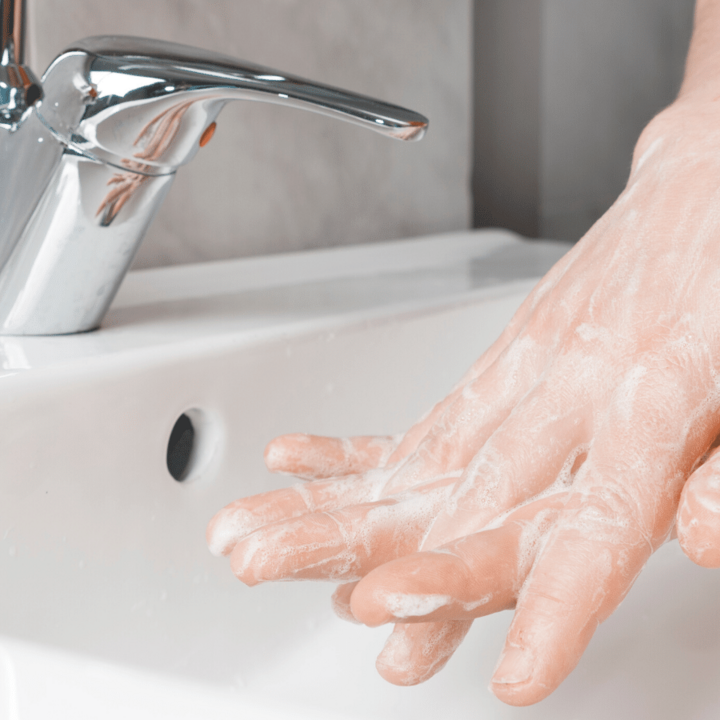 washing hands with soap