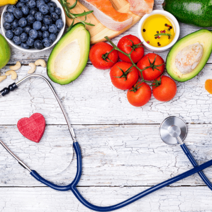 heart healthy foods for the heart such as fruits, vegetables, nuts, and fish