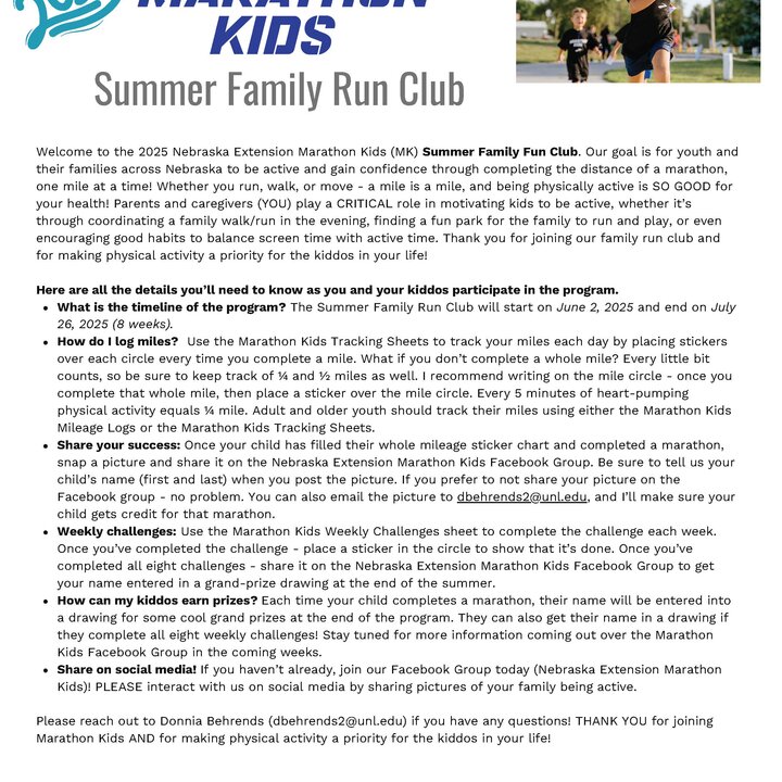 Marathon Kids Welcome Letter