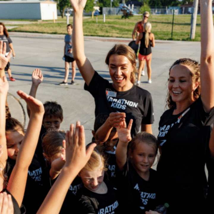 Marathon Kids' huddle