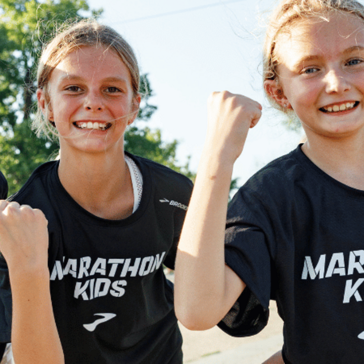 girls getting ready to run for Marathon Kids