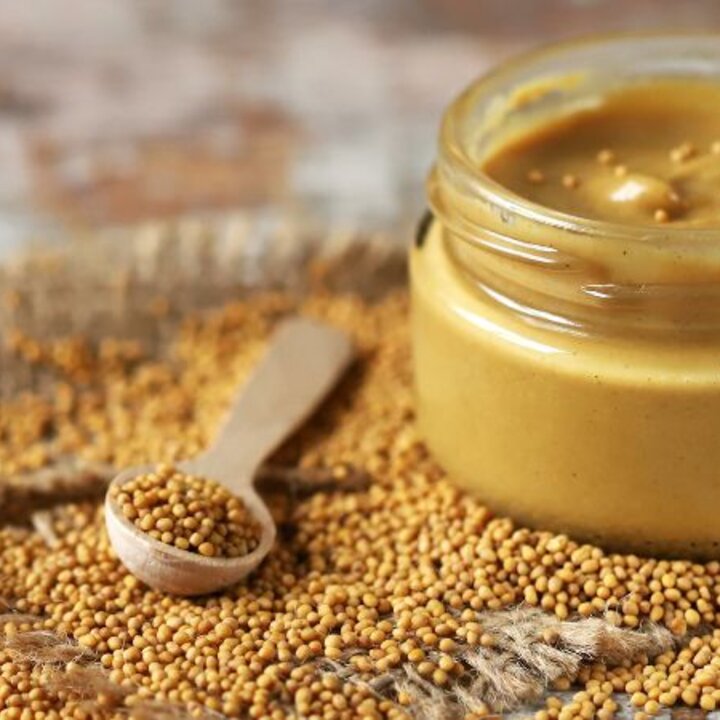 mustard seed and mustard in a jar