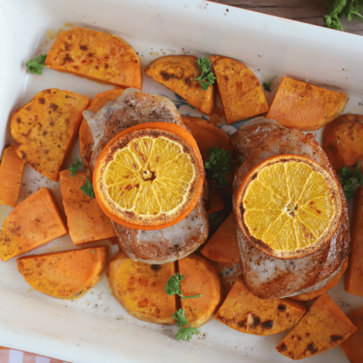 Pork chops with sweet potatoes