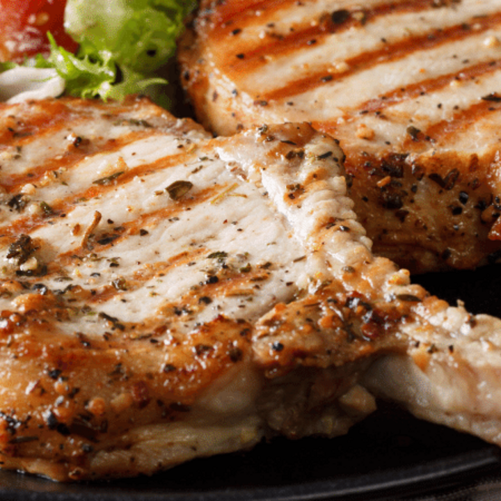 pork steaks with salad