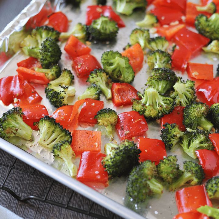 Roasted broccoli with red peppers