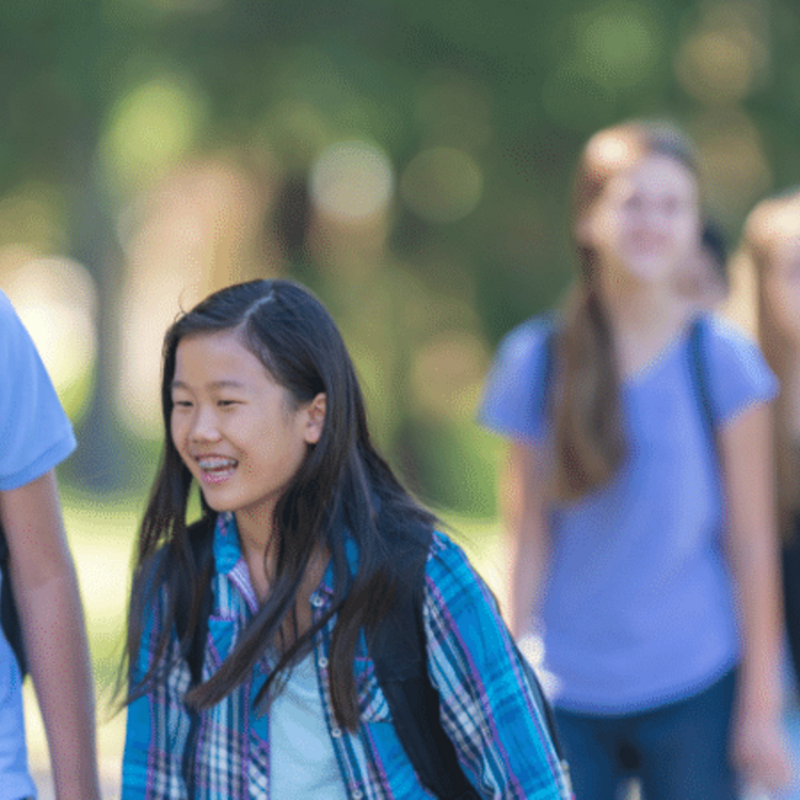 group of kids walking to school