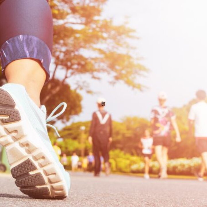 walking shoes and people walking