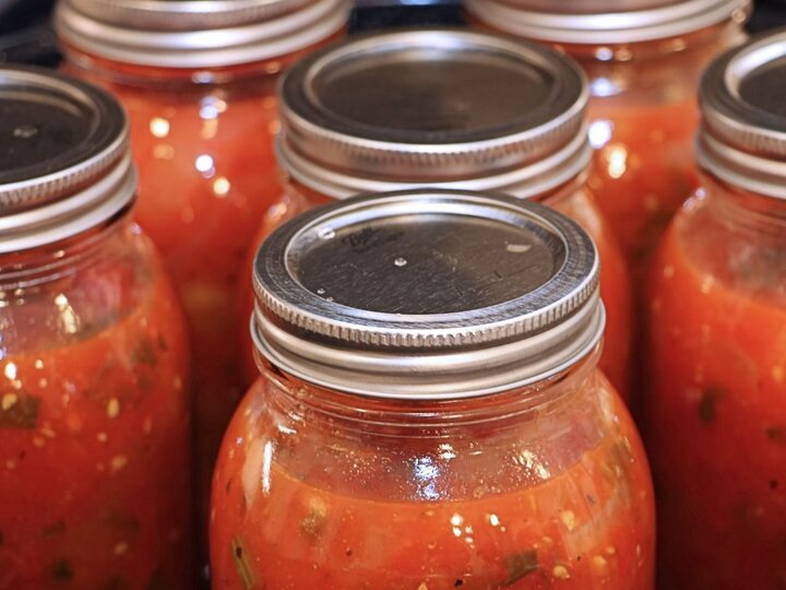 jars of canned tomatoes