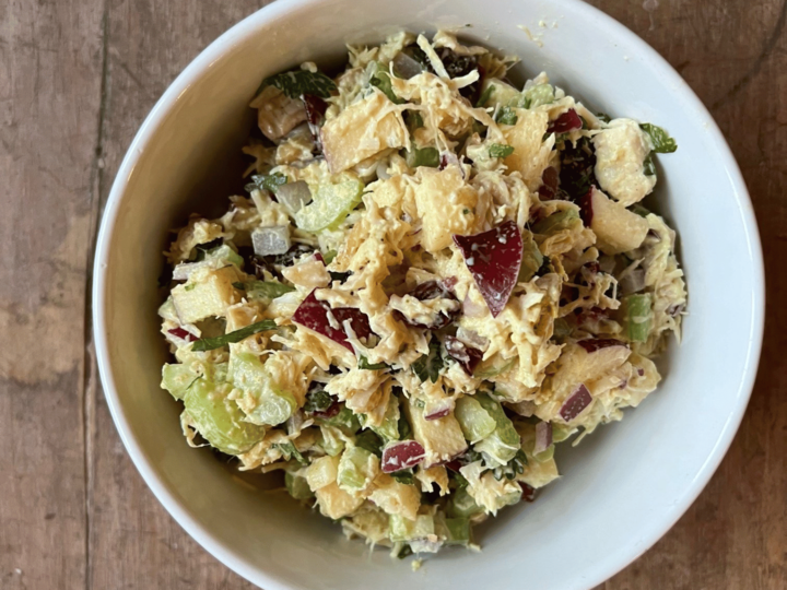 bowl of curried chicken salad