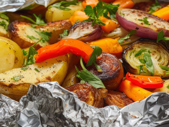 grilled vegetables in foil