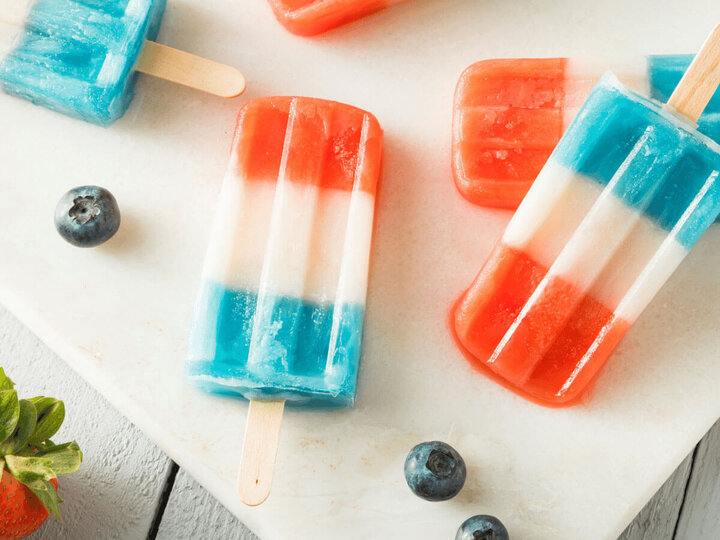 Red white and blue popsicles.