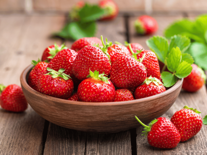 fresh strawberries in a bowl