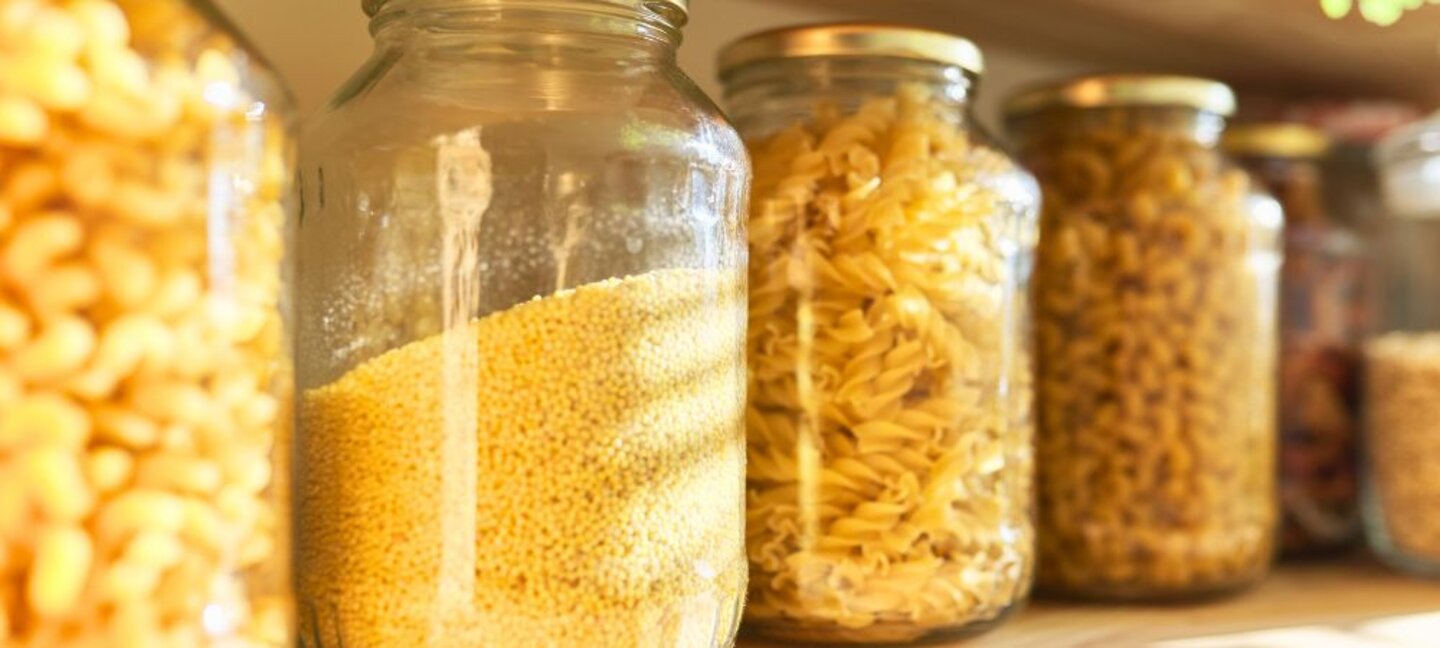 jars of food in a pantry