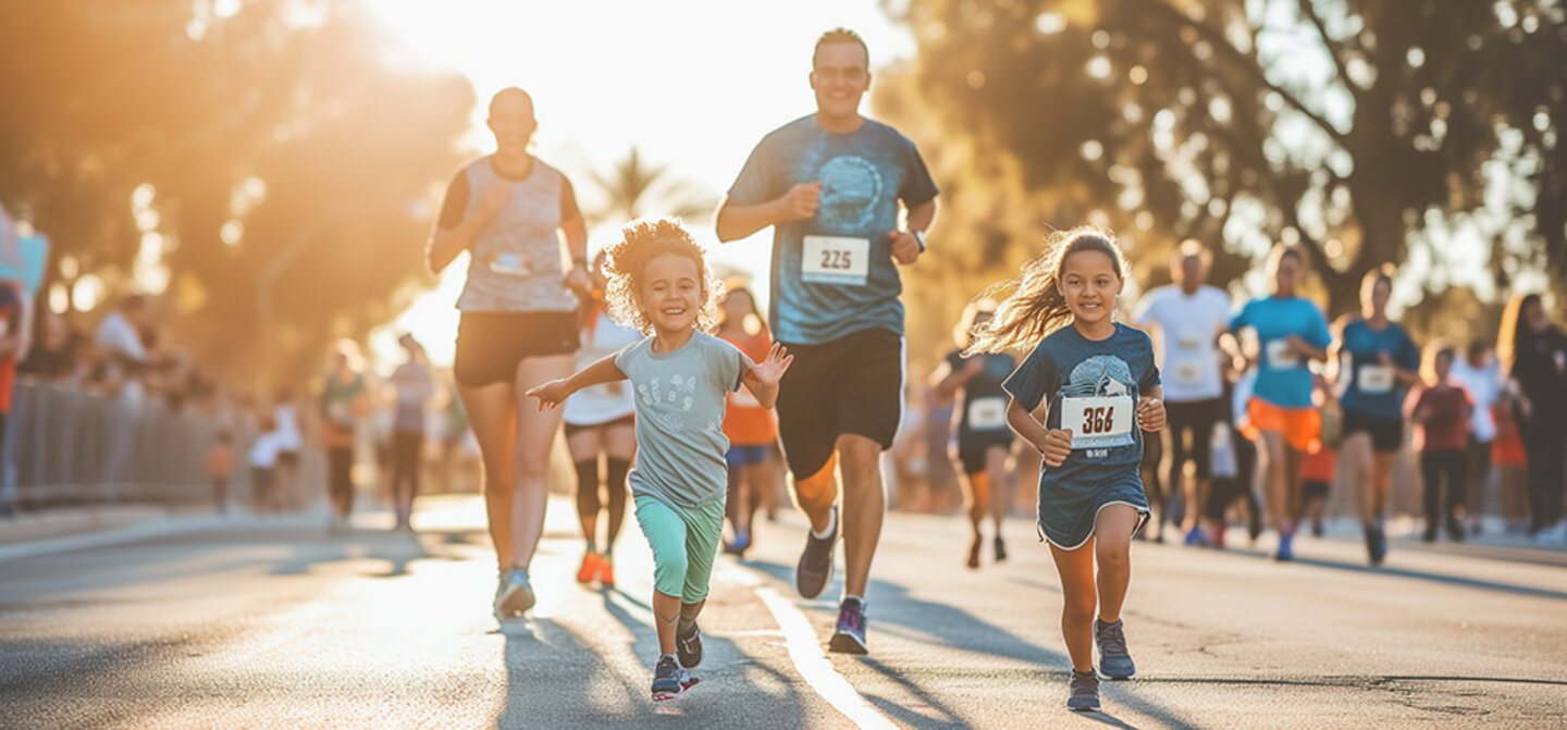 family running a race