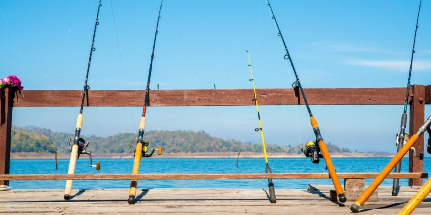 fishing poles and water