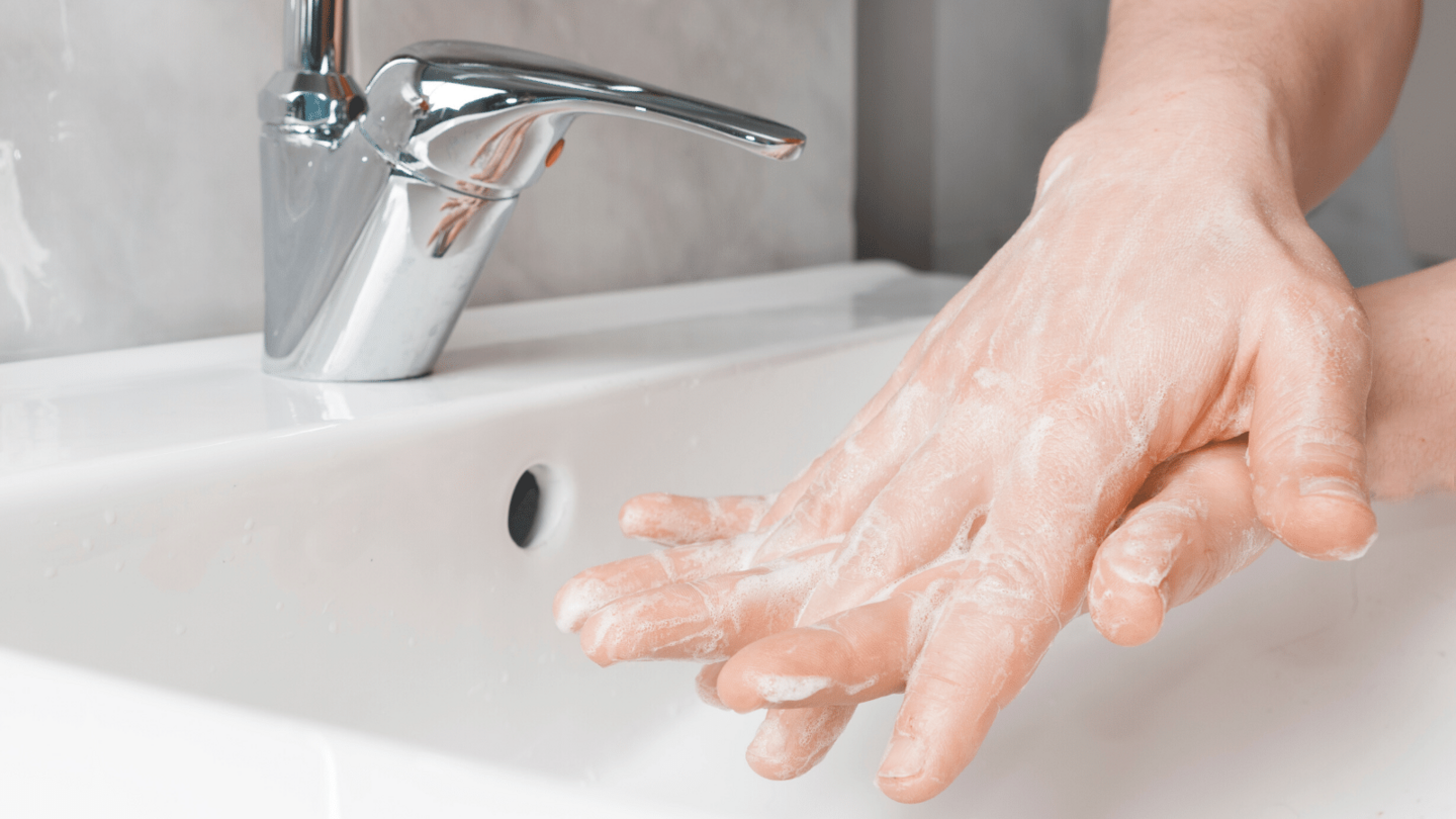 washing hands with soap