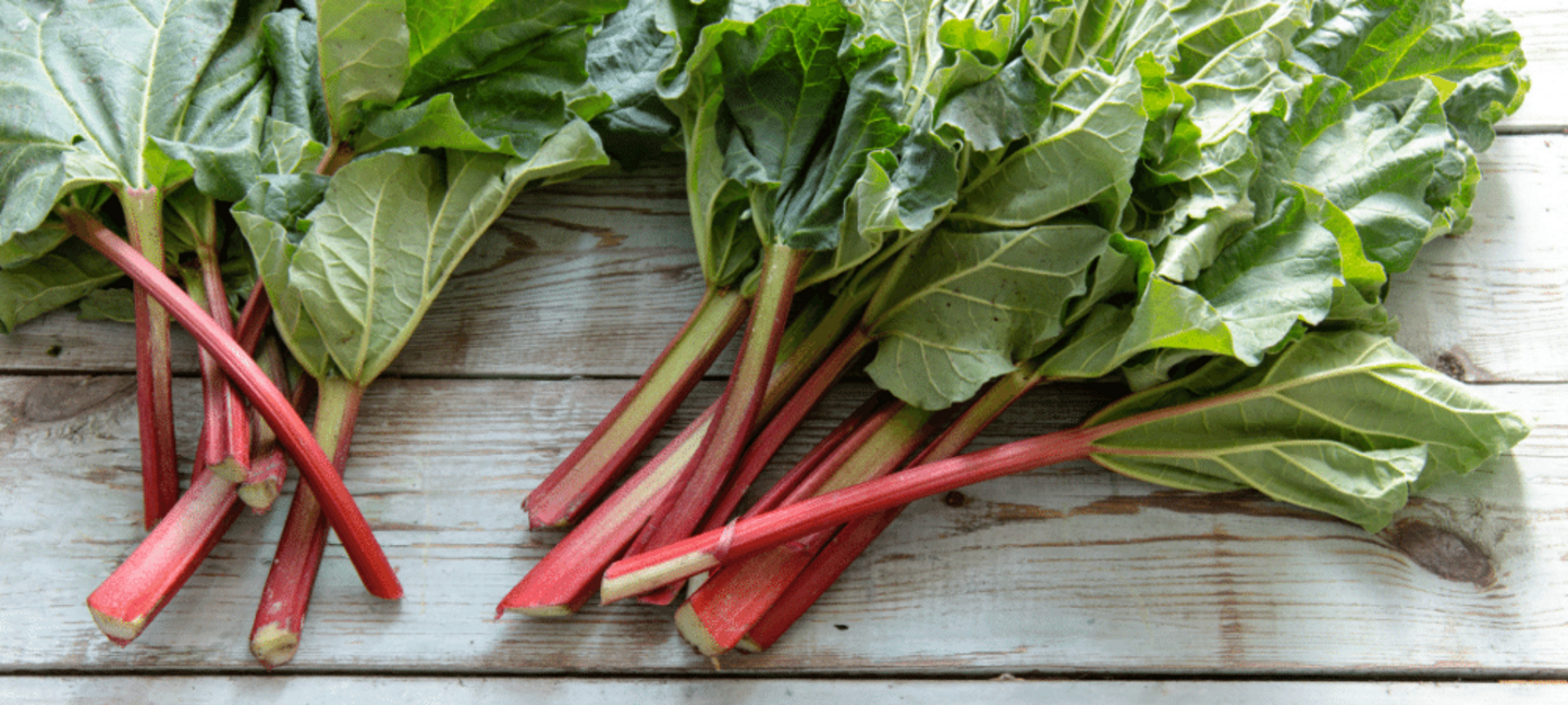 rhubarb on wooden table